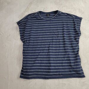 Banana Republic Navy Blue & White Striped Women's Blouse | Size L